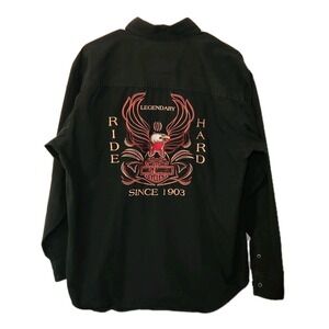 Vintage 2005 Harley-Davidson Embroidered Eagle Shirt Men's Large  "Ride Hard"